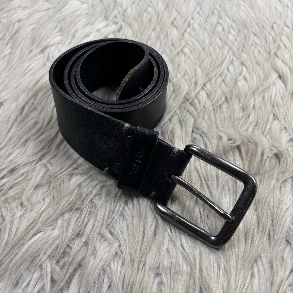 Fossil Men's 34 Black Leather Waist Belt Classic Minimalist Basic‎